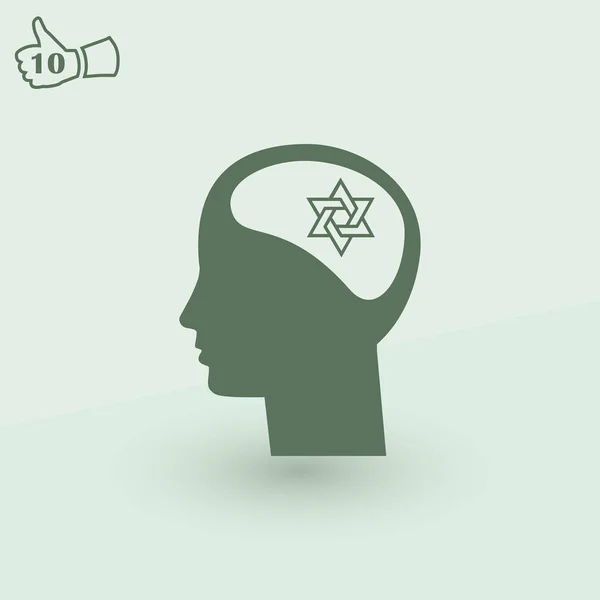 Myslet hlavou a hvězda David, věřící, žid nebo Izraele — Stockový vektor