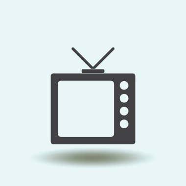 Trendy düz tarzı TV simgesi. Web sitesi tasarımı, logo, app, kullanıcı arabirimi için televizyon sembolü. Vektör çizim, Eps10.
