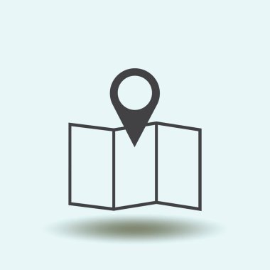 İşaretçi simgesi trendy düz tarzı. Web sitesi tasarımı, logo, app, kullanıcı arabirimi için PIN sembolü. Vektör çizim, Eps10.