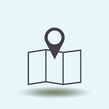 İşaretçi simgesi trendy düz tarzı. Web sitesi tasarımı, logo, app, kullanıcı arabirimi için PIN sembolü. Vektör çizim, Eps10.
