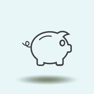 Kumbara. Anahat tarzı tamamen ölçeklenebilir vektör simgesi.