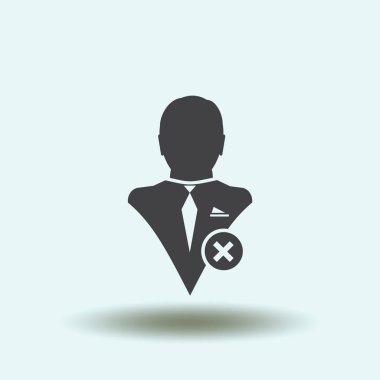 Kullanıcı profili işareti simgesini Sil glif ile web. Vektör çizim tasarım öğesi eps10