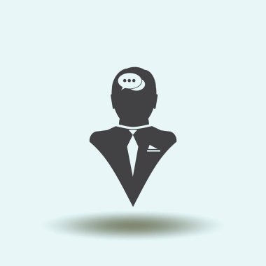 konuşma balonu, insan kafasıyla simgesi. Vektör Eps 10