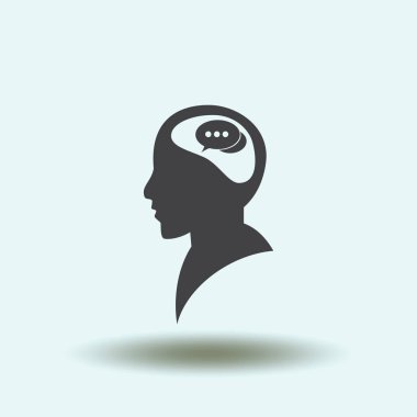 konuşma balonu, insan kafasıyla simgesi. Vektör Eps 10