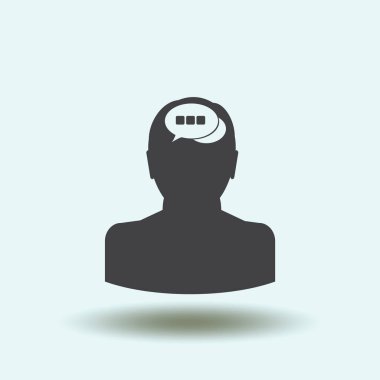 konuşma balonu, insan kafasıyla simgesi. Vektör Eps 10