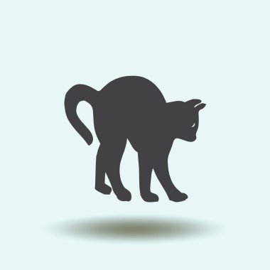 kedi silüeti. Vektör çizim.