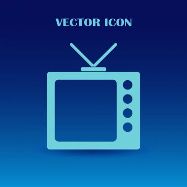 Trendy düz tarzı TV simgesi. Web sitesi tasarımı, logo, app, kullanıcı arabirimi için televizyon sembolü. Vektör çizim, Eps10.