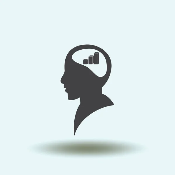 Ilustración de una silueta de cabeza de hombre con un gráfico — Vector de stock