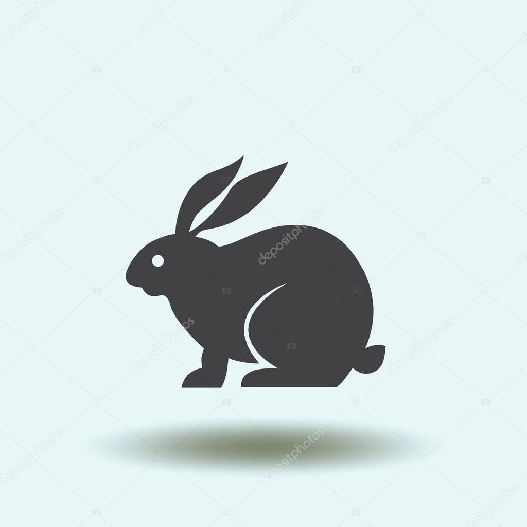 Flat rabbit vector icon.