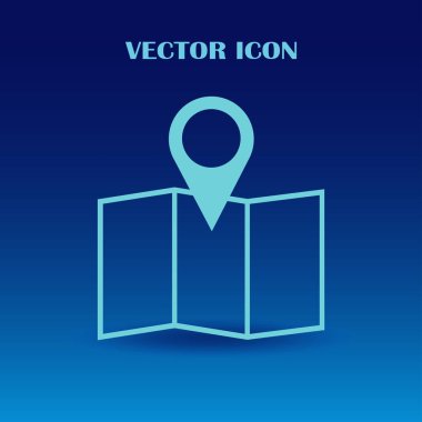İşaretçi simgesi trendy düz tarzı. Web sitesi tasarımı, logo, app, kullanıcı arabirimi için PIN sembolü. Vektör çizim, Eps10.