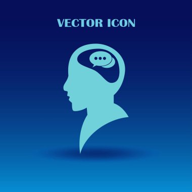 konuşma balonu, insan kafasıyla simgesi. Vektör Eps 10