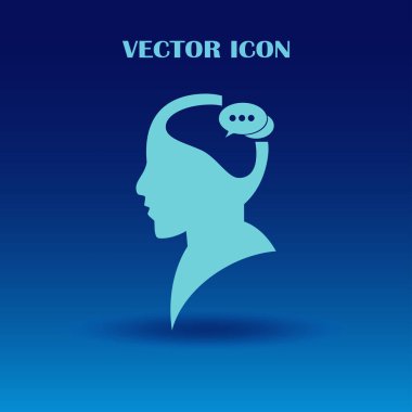 konuşma balonu, insan kafasıyla simgesi. Vektör Eps 10