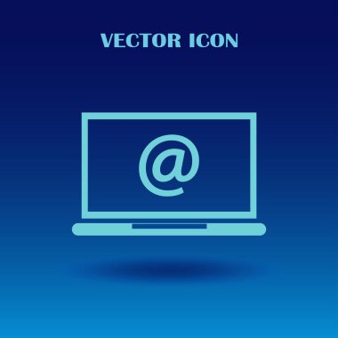 Laptop ekran üzerinde zarf e-posta ile. E-posta pazarlama, internet reklam kavramları. Düz vektör çizim.