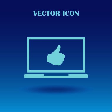 başparmaklar yukarı ya da benzeri semboller dizüstü bilgisayar ekran stok vektöründen gelir