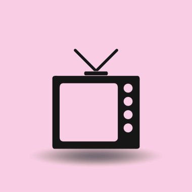 Trendy düz tarzı TV simgesi. Web sitesi tasarımı, logo, app, kullanıcı arabirimi için televizyon sembolü. Vektör çizim, Eps10.