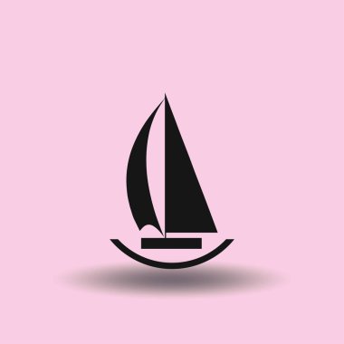 Yelkenli tekne simgesi. düz stil