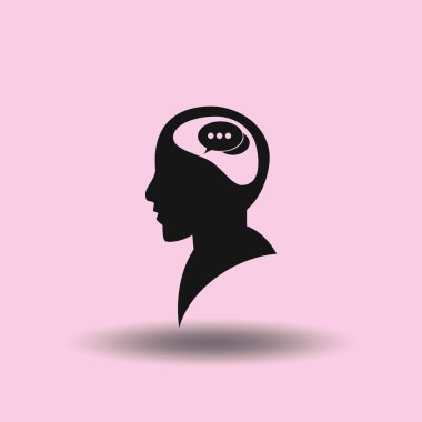 konuşma balonu, insan kafasıyla simgesi. Vektör Eps 10