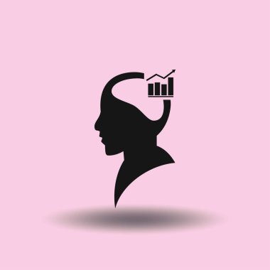 Bir grafik ile bir adam baş siluet çizimi