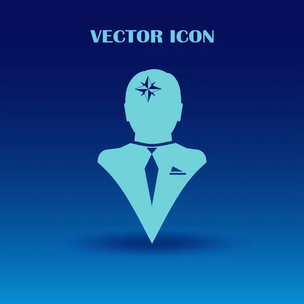 Tête d'icône vectorielle penser homme vecteur silhoutte et son esprit sur la boussole et rapporteur — Image vectorielle