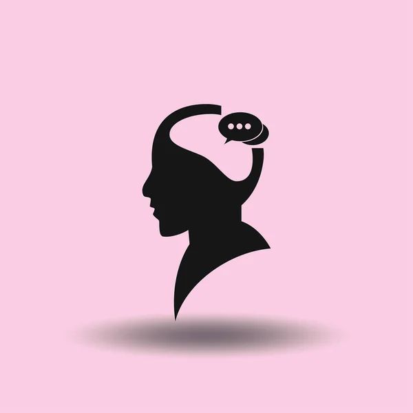 Ανθρώπινο κεφάλι με φούσκα ομιλία, το εικονίδιο. Διανυσματικών Eps 10 — Διανυσματικό Αρχείο