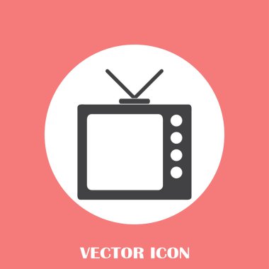 Trendy düz tarzı TV simgesi. Web sitesi tasarımı, logo, app, kullanıcı arabirimi için televizyon sembolü. Vektör çizim, Eps10.