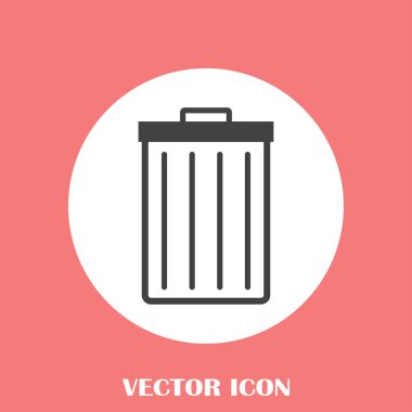 Çöp çöp kutusu simgesini izole. Vektör çizim. Düz style.waste kağıt basket. Atık kutusu. Çöp kutusu. Çöp sepeti. Çöp sepeti. Temizleyin. Simge temizlik. Depo gözü vektör. Çöp işareti