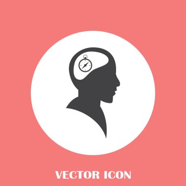 Siluet vektör çizim pusula gül işaretiyle insan kafasından