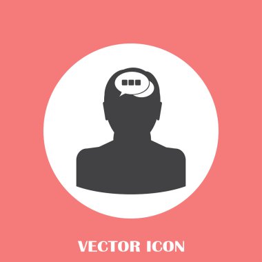 Bir kafa ile konuşma balonu silüeti. Bir kafa ile konuşma balonu vektör çizim silueti. Siluet konuşma balonu vektör konsepti ile baş. Siluet vektör görüntü ile bir adam kafa