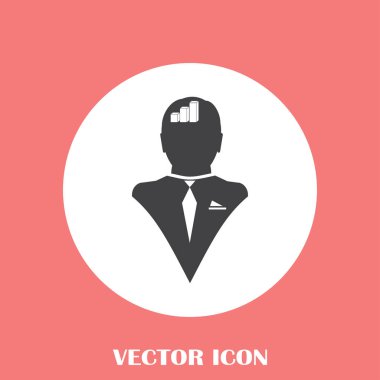 İş adamı ve büyüyen diyagramı siluetleri. insan baş ve grafik simgesi. İş kavramı