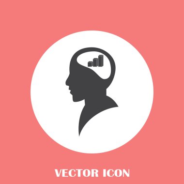 İş adamı ve büyüyen diyagramı siluetleri. insan baş ve grafik simgesi. İş kavramı