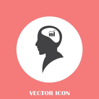 İş adamı ve büyüyen diyagramı siluetleri. insan baş ve grafik simgesi. İş kavramı