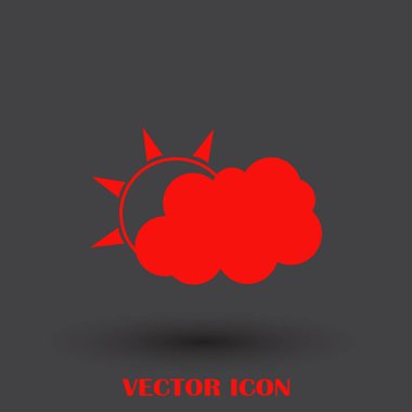 Hava satırı simgesi. Güneş bulut ile yağmur arkasında