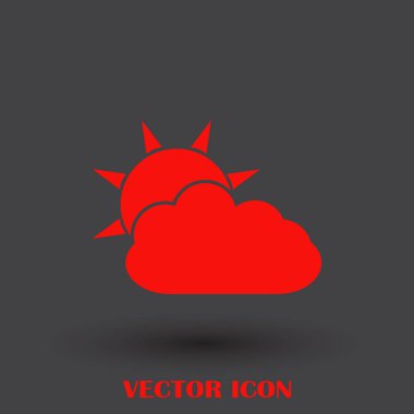 Hava satırı simgesi. Güneş bulut ile yağmur arkasında