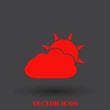 Hava satırı simgesi. Güneş bulut ile yağmur arkasında