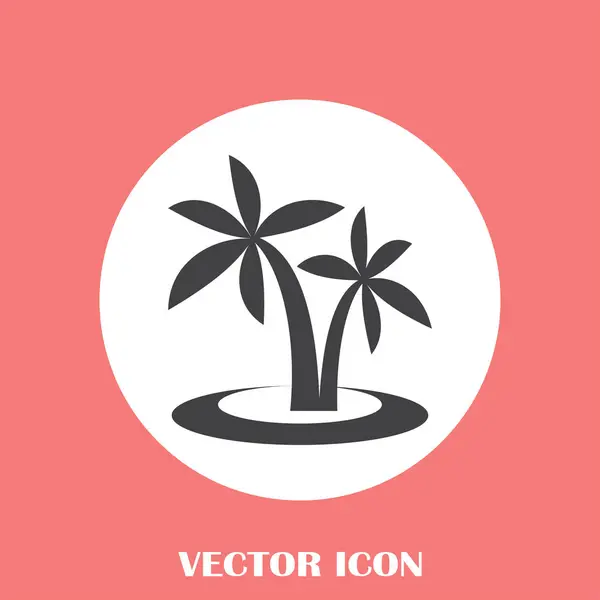 Palm trees silhouette on island. Vector illustration — Stock Vector