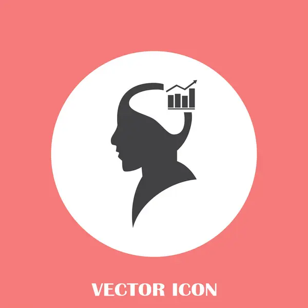 Business man and growing diagram silhouettes. human head and chart icon. Business concept — Stock Vector