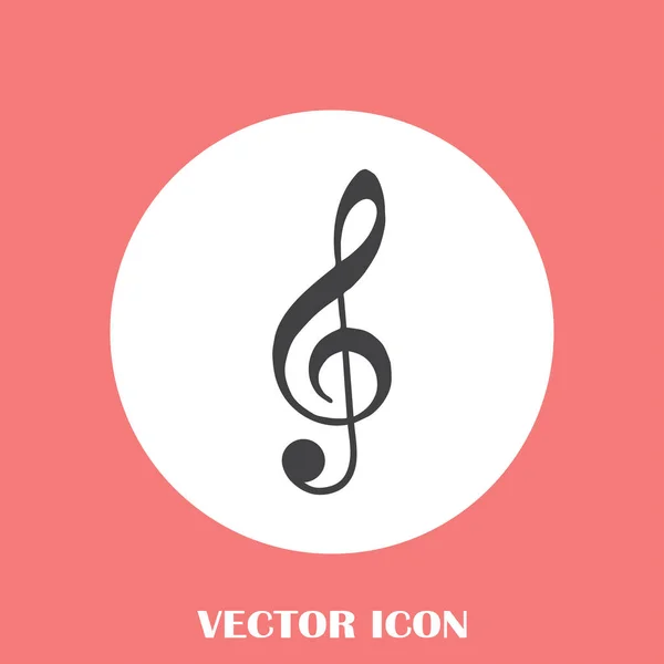 Lapos zene treblekey ikon — Stock Vector