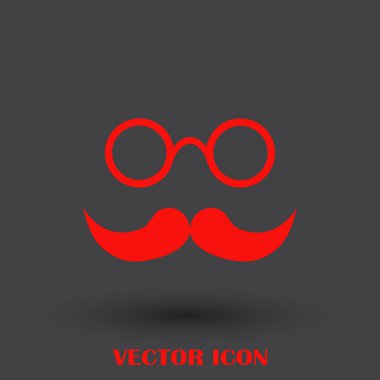 Bıyık ve gözlük vektör simgesi.