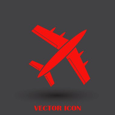 Uçak simge vektör, katı logo illüstrasyon, sembol