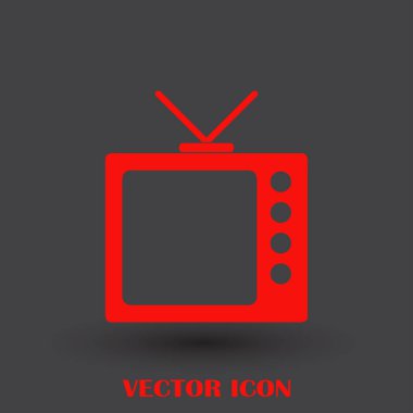 Trendy düz tarzı TV simgesi. Web sitesi tasarımı, logo, app, kullanıcı arabirimi için televizyon sembolü. Vektör çizim, Eps10.