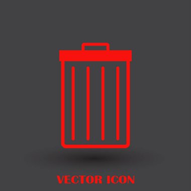 Çöp çöp kutusu simgesini izole. Vektör çizim. Düz style.waste kağıt basket. Atık kutusu. Çöp kutusu. Çöp sepeti. Çöp sepeti. Temizleyin. Simge temizlik. Depo gözü vektör. Çöp işareti