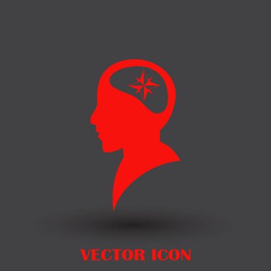 Siluet vektör çizim pusula gül işaretiyle insan kafasından