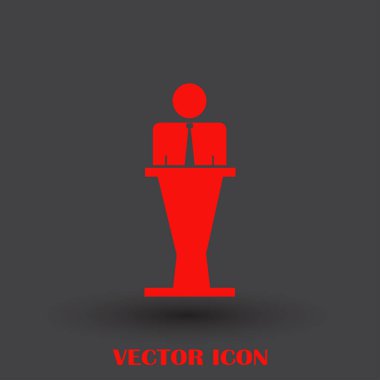 Hoparlör vektör simgesi. Tribün örnek konuşan hatip.