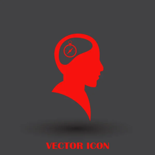 Tête humaine en silhouette avec signe rose boussole, illustration vectorielle — Image vectorielle