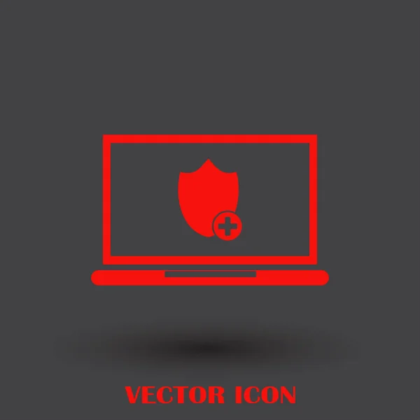 Cuaderno con escudo. Icono de vector de protección portátil . — Vector de stock