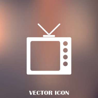 Trendy düz tarzı TV simgesi. Web sitesi tasarımı, logo, app, kullanıcı arabirimi için televizyon sembolü. Vektör çizim, Eps10.