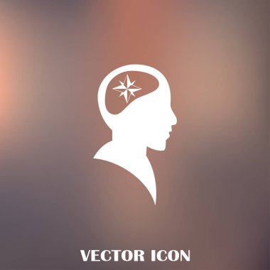 Siluet vektör çizim pusula gül işaretiyle insan kafasından