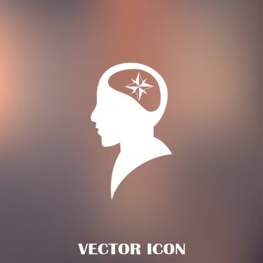 Siluet vektör çizim pusula gül işaretiyle insan kafasından