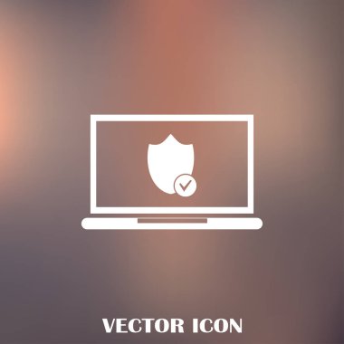 Not Defteri ile kalkan. Dizüstü bilgisayar koruma vektör simgesi.