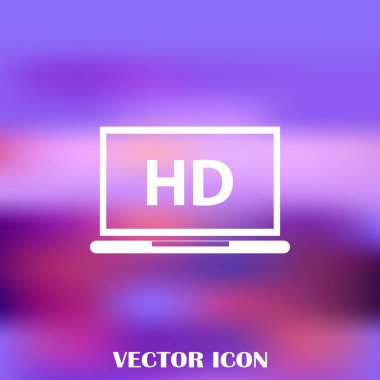 Düz ekran tv Hd video etiket vektör simgesi, dizüstü ekran